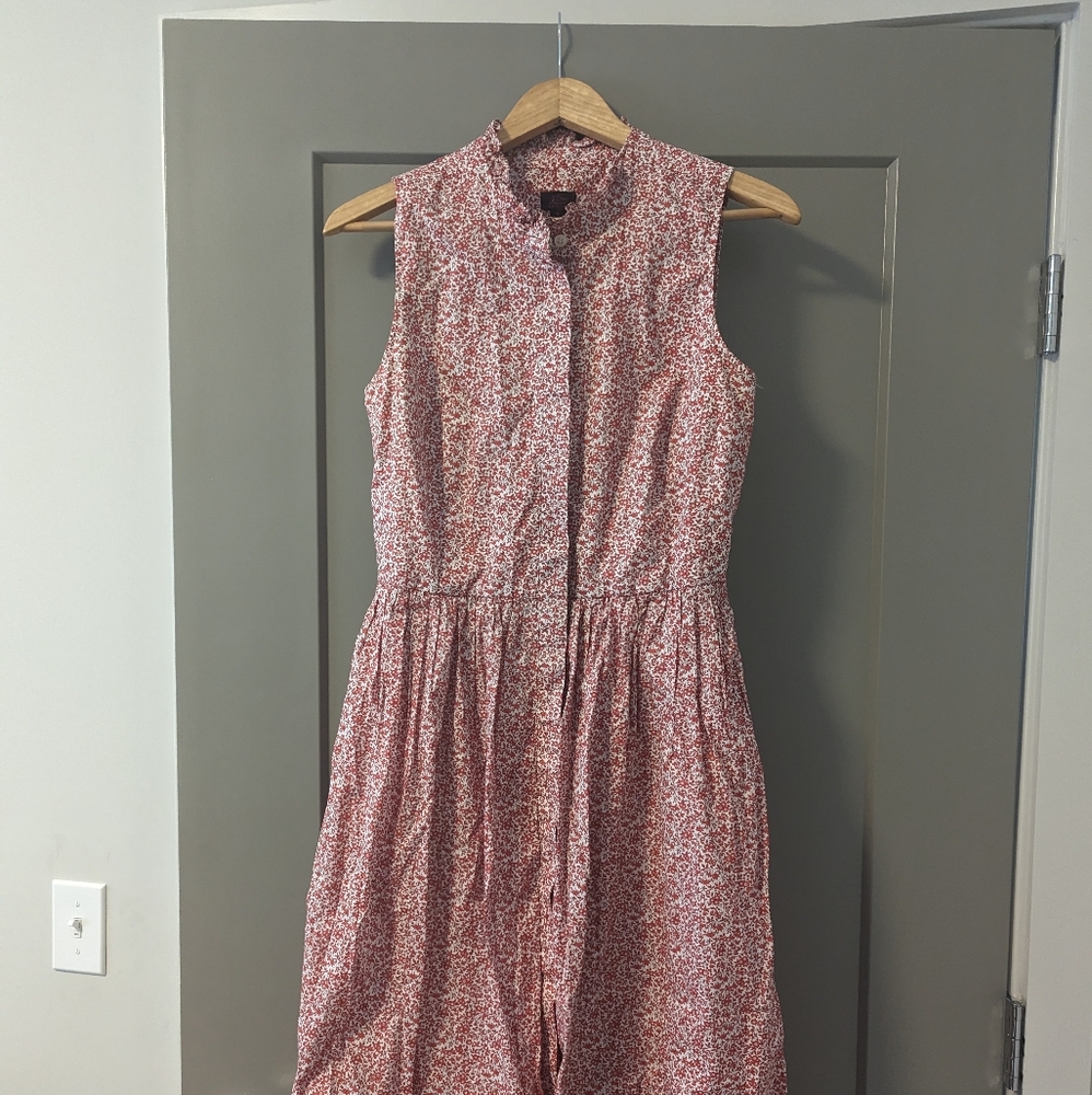 J Crew Liberty Floral Red and White Button Down Dress